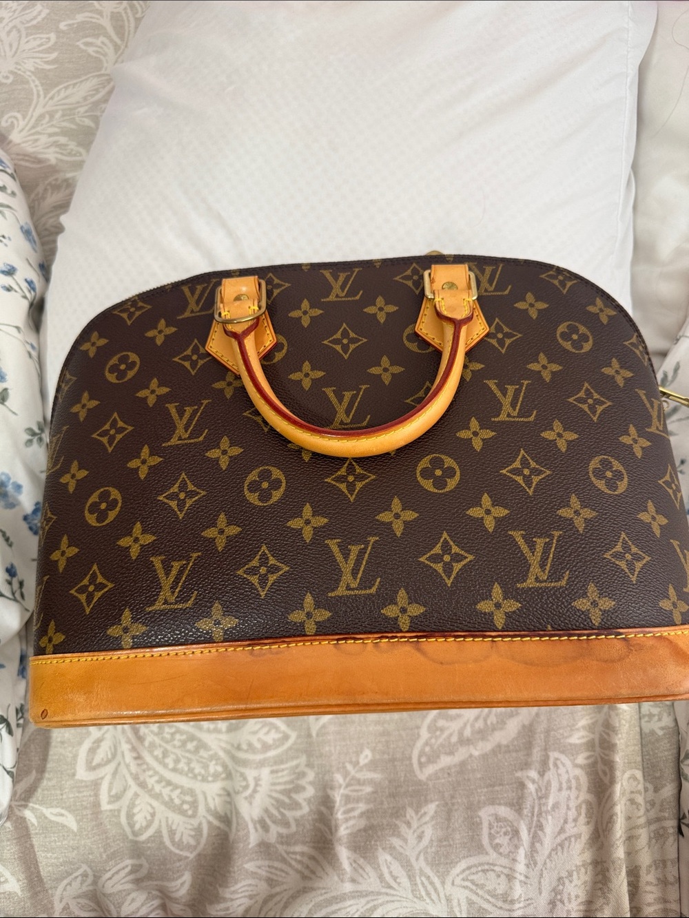 Louis Vuitton Monogram Alma Satchel in Brown and Tan